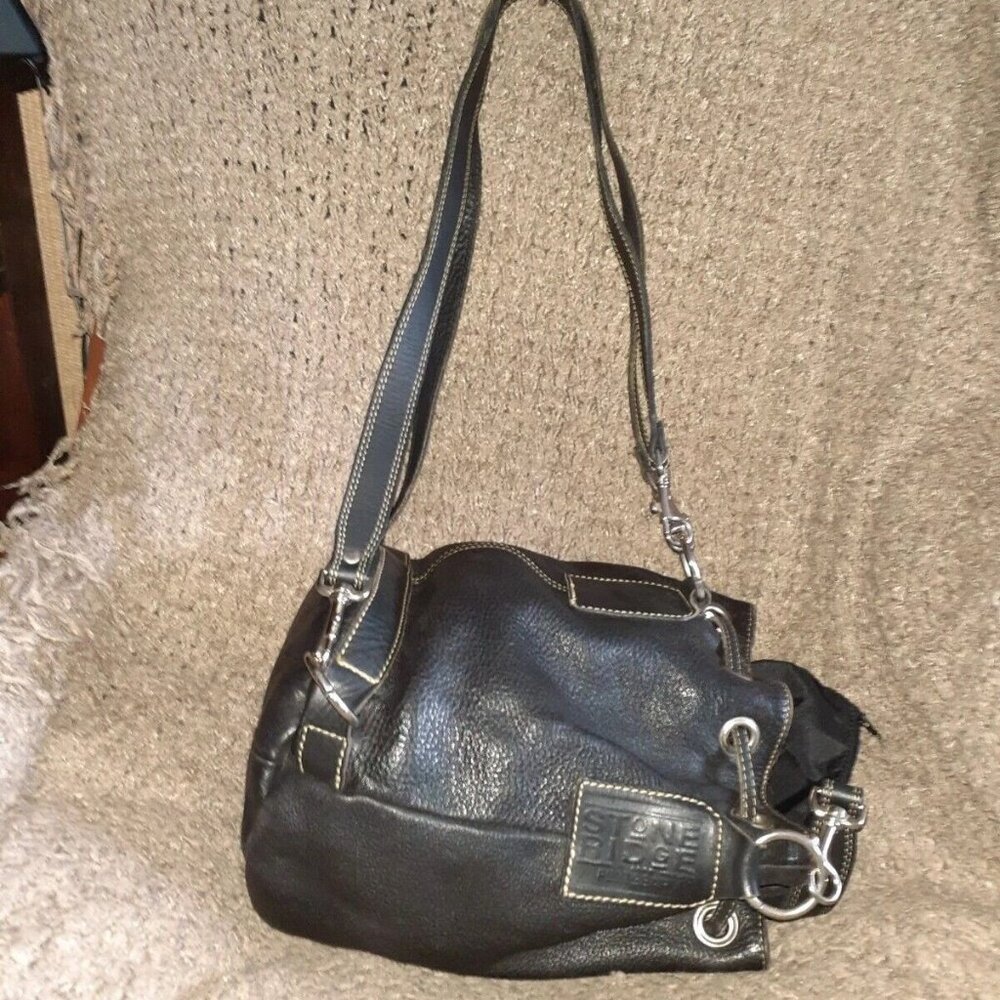 Stone Ridge-Genuine Thick Black Leather-Backpack-2 Back Straps-1 Top Handle-NM - Picture 4 of 8